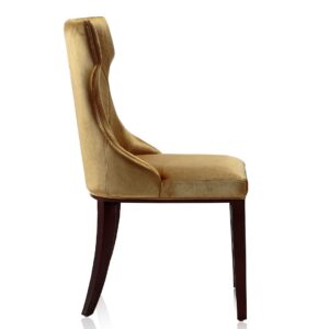 Manhattan Comfort Reine Antique Gold and Walnut Velvet Dining Chair (Set of Two)