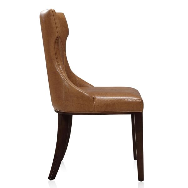 Manhattan Comfort Reine Saddle and Walnut Faux Leather Dining Chair (Set of Two)