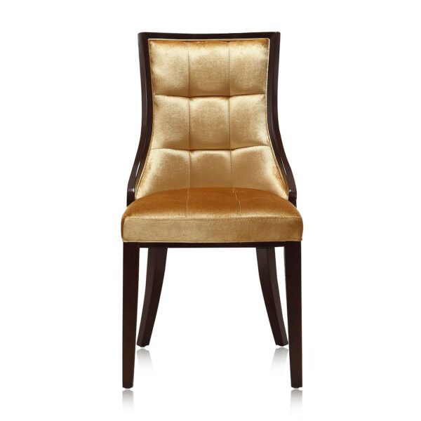 Manhattan Comfort Fifth Avenue Antique Gold and Walnut Velvet Dining Chair (Set of Two)