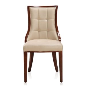 Manhattan Comfort Fifth Avenue Cream and Walnut Faux Leather Dining Chair (Set of Two)