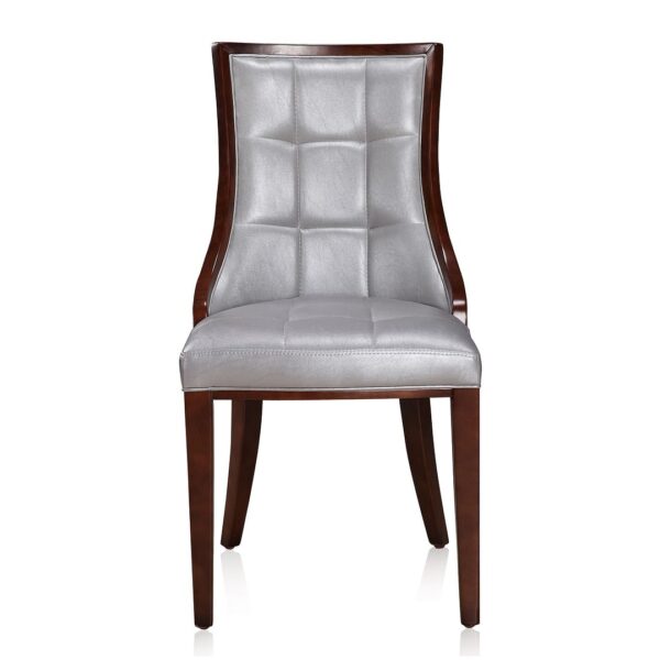 Manhattan Comfort Fifth Avenue Silver and Walnut Faux Leather Dining Chair (Set of Two)