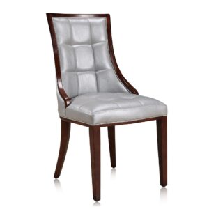 Manhattan Comfort Fifth Avenue Silver and Walnut Faux Leather Dining Chair (Set of Two)