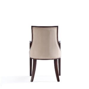 Manhattan Comfort Fifth Avenue Faux Leather Dining Armchair in Tan and Walnut