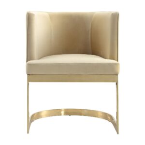 Manhattan Comfort Aura Sand and Polished Brass Velvet Dining Chair