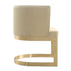 Manhattan Comfort Aura Sand and Polished Brass Velvet Dining Chair