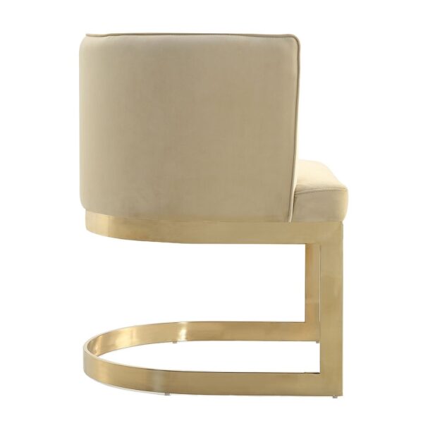 Manhattan Comfort Aura Sand and Polished Brass Velvet Dining Chair