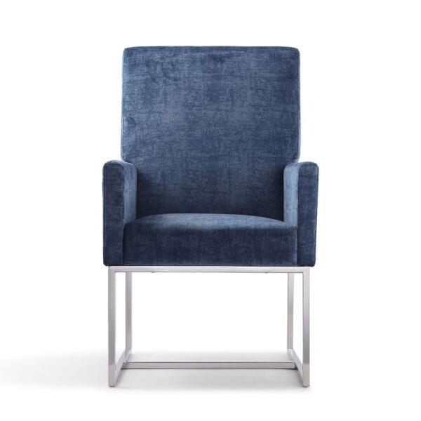 Manhattan Comfort Element Blue Velvet Dining Armchair