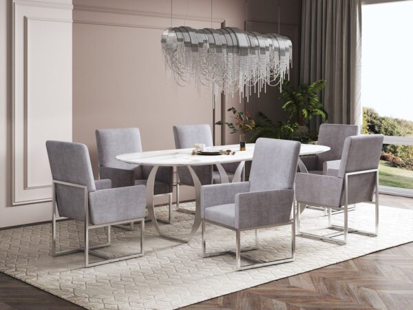 Manhattan Comfort Element Grey Velvet Dining Armchair