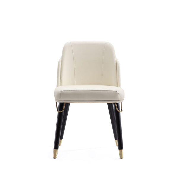 Manhattan Comfort Estelle Cream and Black Faux Leather Dining Chair