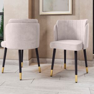 Manhattan Comfort Zephyr Velvet Dining Chair in Cream