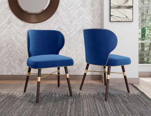 Manhattan Comfort Strine Royal Blue Velvet Dining Chair