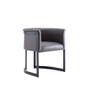 Manhattan Comfort Corso Leatherette Dining Chair with Metal Frame in Grey