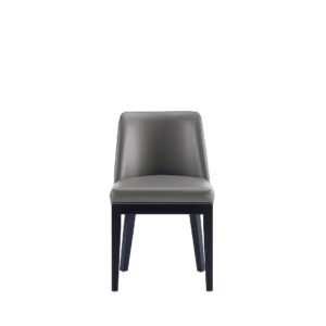 Manhattan Comfort Gansevoort Modern Faux Leather Dining Chair in Pebble Grey (Set of 2)