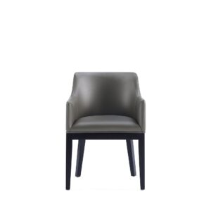 Manhattan Comfort Gansevoort Modern Faux Leather Dining Armchair in Pebble Grey