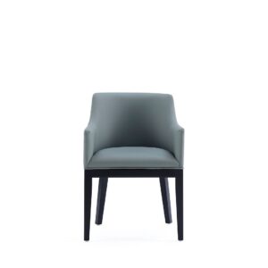 Manhattan Comfort Gansevoort Modern Faux Leather Dining Armchair in Pewter