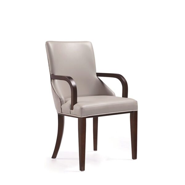 Manhattan Comfort Shubert Modern Faux Leather and Velvet Dining Armchair in Light Grey