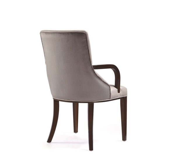 Manhattan Comfort Shubert Modern Faux Leather and Velvet Dining Armchair in Light Grey