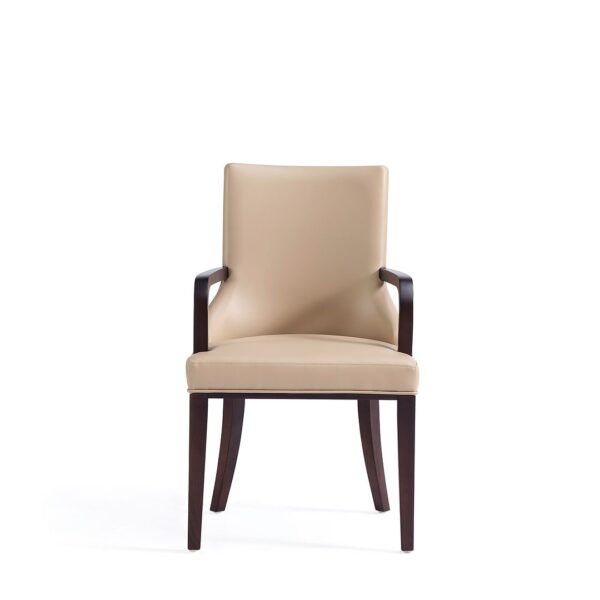 Manhattan Comfort Shubert Modern Faux Leather and Velvet Dining Armchair in Tan