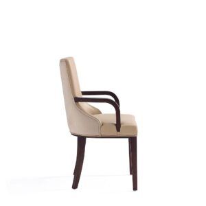 Manhattan Comfort Shubert Modern Faux Leather and Velvet Dining Armchair in Tan