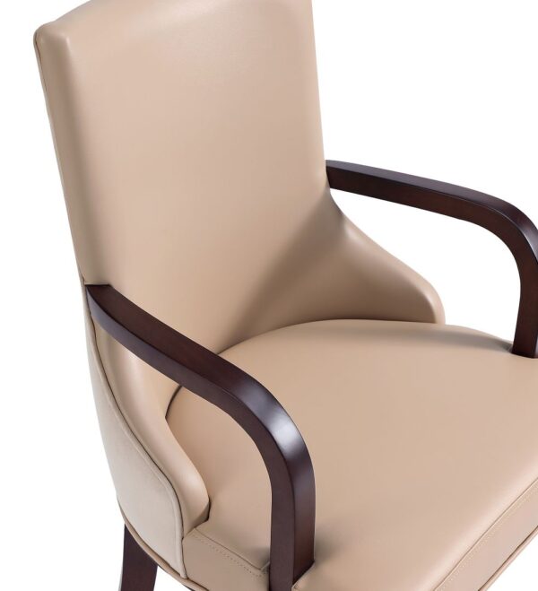 Manhattan Comfort Shubert Modern Faux Leather and Velvet Dining Armchair in Tan