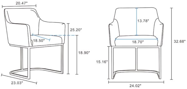 Manhattan Comfort Modern Serena Dining Armchair Upholstered in Leatherette with Steel Legs in Cream