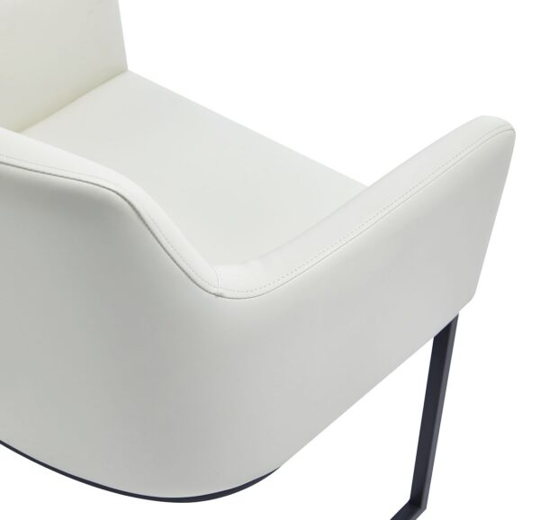 Manhattan Comfort Modern Serena Dining Armchair Upholstered in Leatherette with Steel Legs in Cream