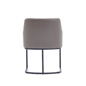 Manhattan Comfort Modern Serena Dining Armchair Upholstered in Leatherette with Steel Legs in Grey