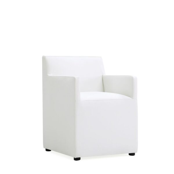 Manhattan Comfort Anna Modern Square Faux Leather Dining Armchair in Cream