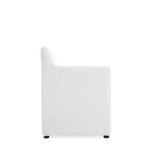 Manhattan Comfort Anna Modern Square Faux Leather Dining Armchair in Cream