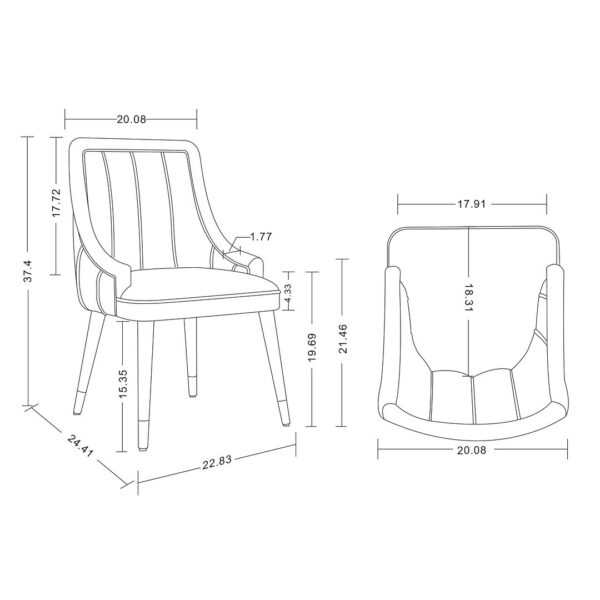 Manhattan Comfort Modern Eda Velvet and Leatherette Dining Chair in Grey