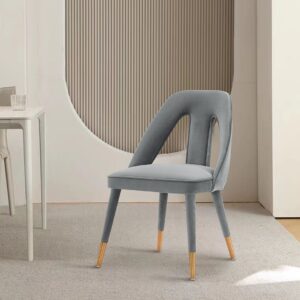 Manhattan Comfort Modern Neda Velvet  Dining Chair in Grey