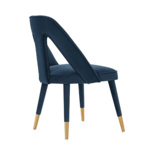 Manhattan Comfort Modern Neda Velvet  Dining Chair in Midnight Blue