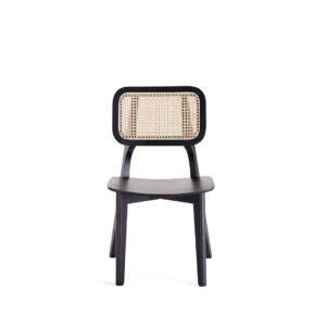 Manhattan Comfort Versailles Square Dining Chair in Black and Natural Cane - Set of 2