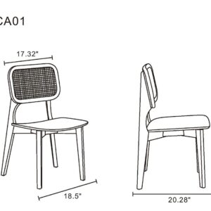 Manhattan Comfort Versailles Square Dining Chair in Nature Cane - Set of 2