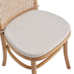 Manhattan Comfort Paragon Dining Chair 1.0 with Cream Cushions in Nature and Cane - Set of 2