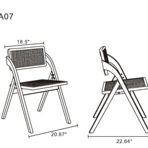 Manhattan Comfort Lambinet Folding Dining Chair in Nature Cane - Set of 2