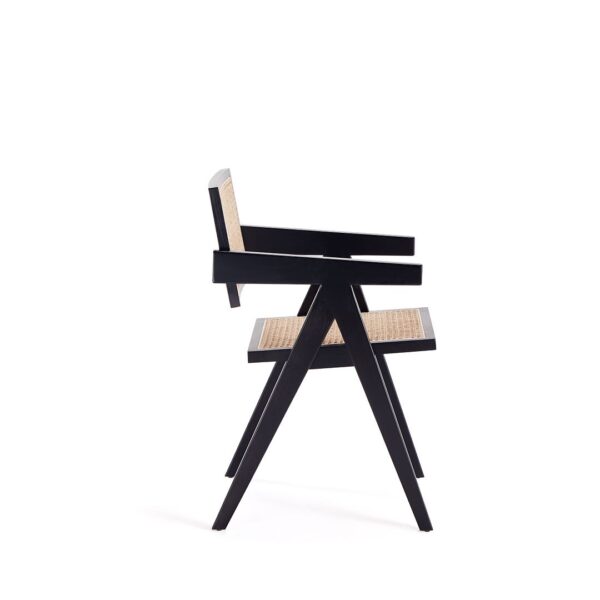 Manhattan Comfort Hamlet Dining Arm Chair in Black and Natural Cane