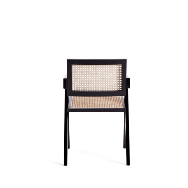 Manhattan Comfort Hamlet Dining Arm Chair in Black and Natural Cane