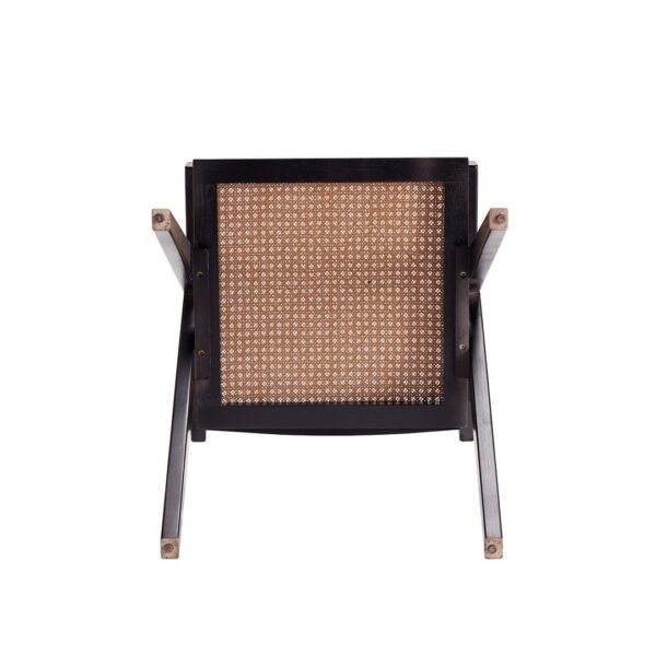 Manhattan Comfort Hamlet Dining Arm Chair in Black and Natural Cane