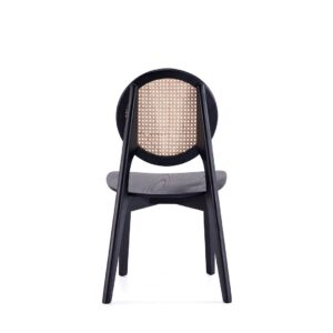 Manhattan Comfort Versailles Round Dining Chair in Black and Natural Cane - Set of 2