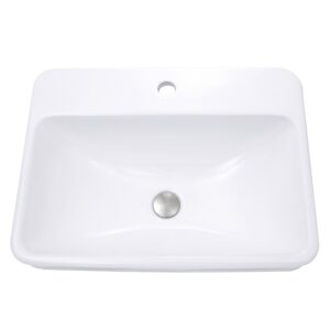 Nantucket Sinks DI-2317-R1 Brant Point 23 Inch Drop-In Rectangular Ceramic Vanity Sink in White