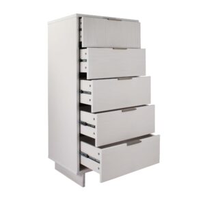 Manhattan Comfort Granville Tall 23.62" Modern Narrow Dresser with 5 Full Extension Drawers in White