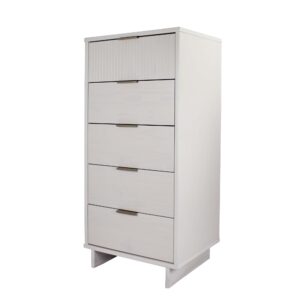 Manhattan Comfort Granville Tall 23.62" Modern Narrow Dresser with 5 Full Extension Drawers in White