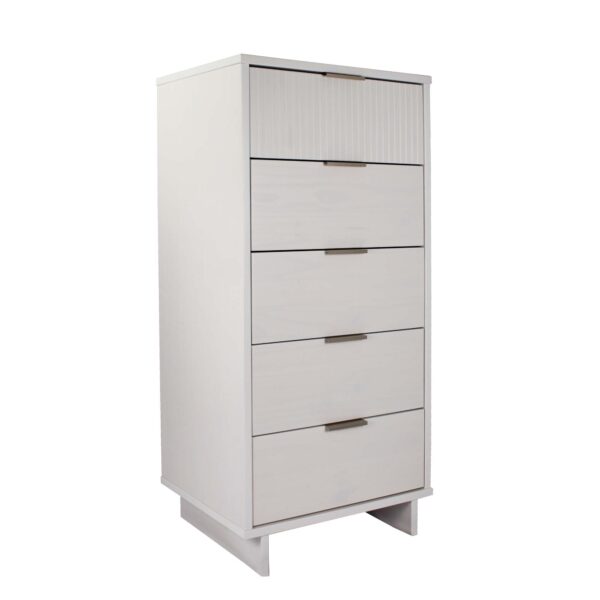 Manhattan Comfort Granville Tall 23.62" Modern Narrow Dresser with 5 Full Extension Drawers in White