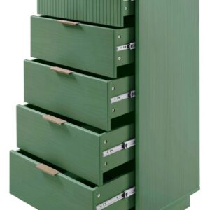 Manhattan Comfort Granville Tall 23.62" Modern Narrow Dresser with 5 Full Extension Drawers in Sage Green