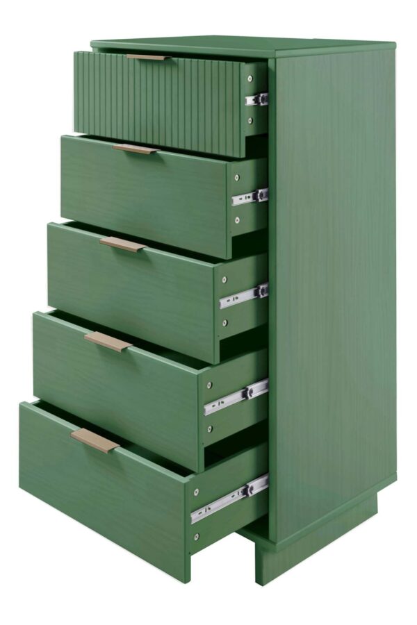 Manhattan Comfort Granville Tall 23.62" Modern Narrow Dresser with 5 Full Extension Drawers in Sage Green