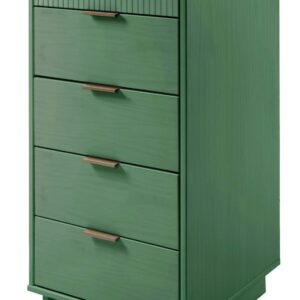 Manhattan Comfort Granville Tall 23.62" Modern Narrow Dresser with 5 Full Extension Drawers in Sage Green