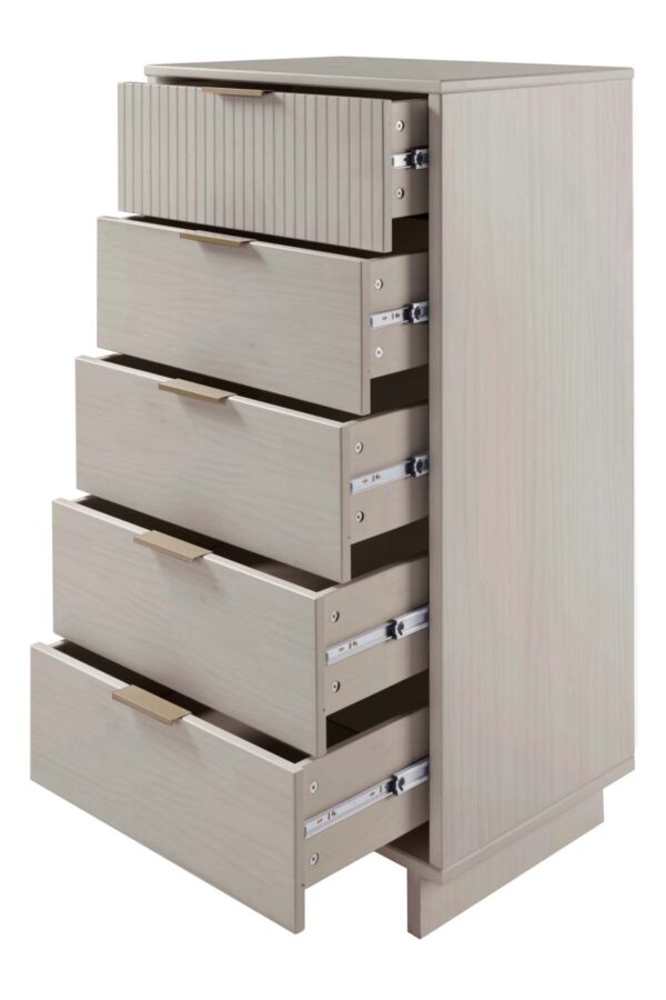 Manhattan Comfort Granville Tall 23.62" Modern Narrow Dresser with 5 Full Extension Drawers in Light Grey