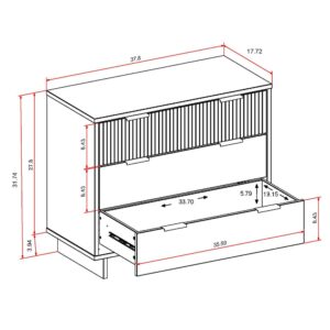 Manhattan Comfort Granville 38.18" Modern Standard Dresser with 3 Full Extension Drawers in Black