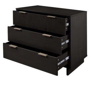 Manhattan Comfort Granville 38.18" Modern Standard Dresser with 3 Full Extension Drawers in Black